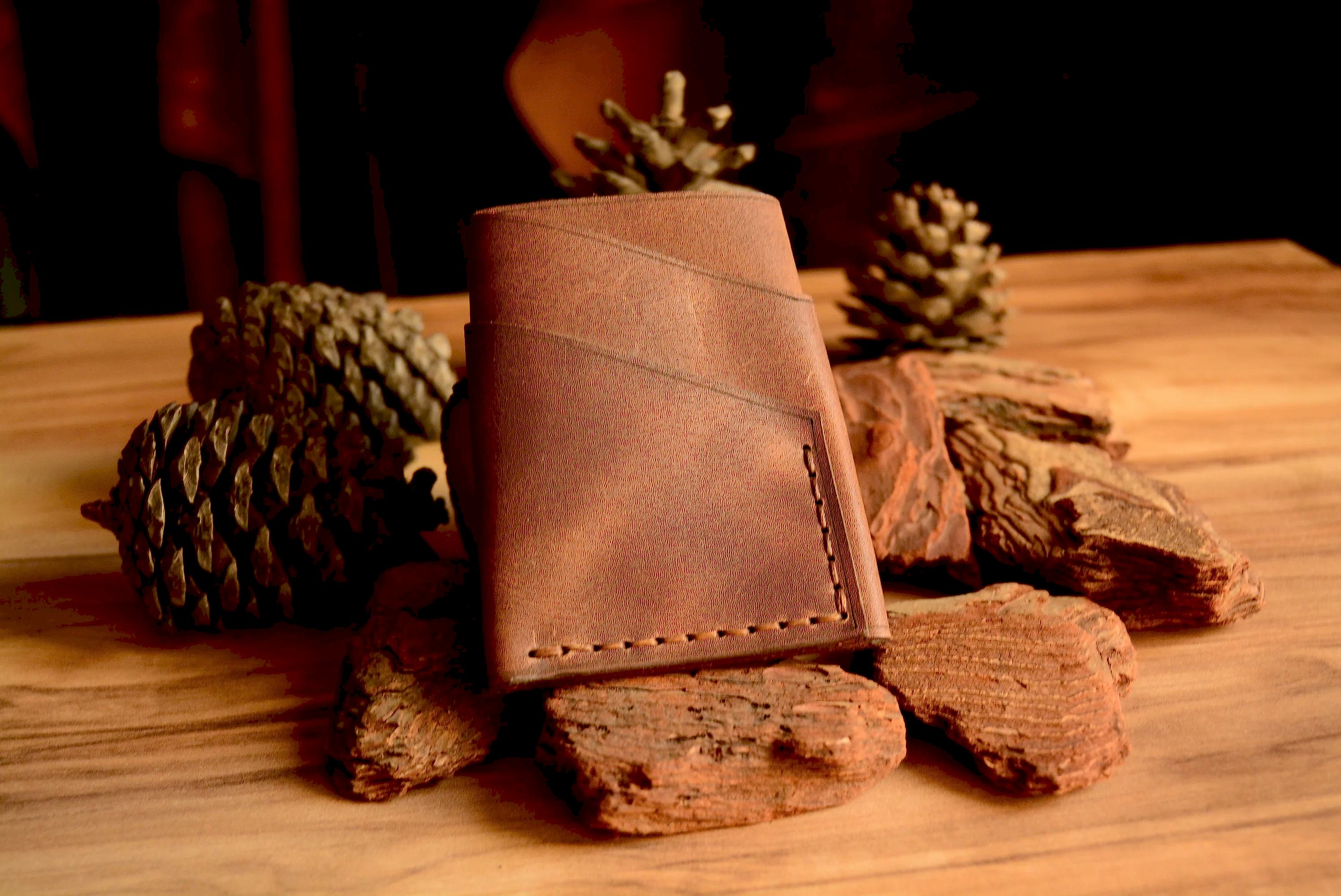 Wrap Kartlık Kompakt Tasarım Hakiki Deri El Yapımı