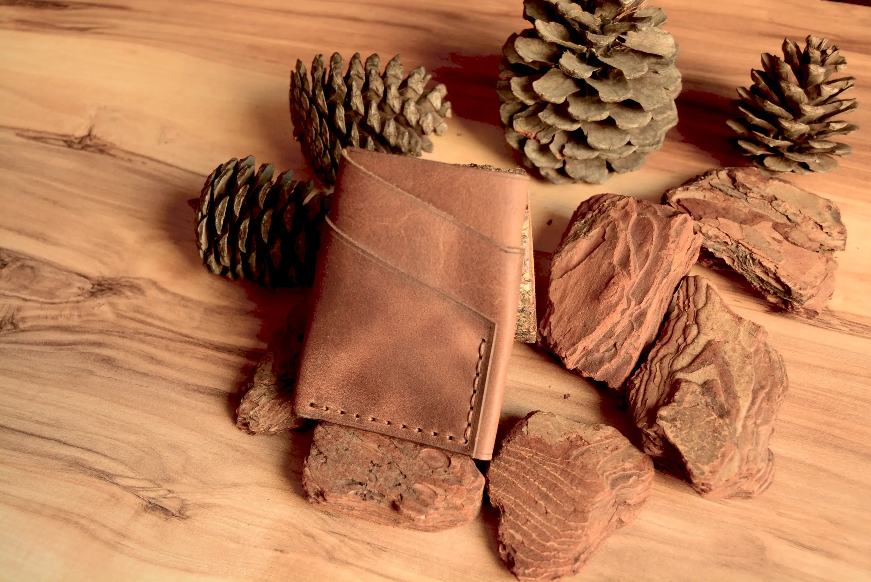 Wrap Kartlık Kompakt Tasarım Hakiki Deri El Yapımı